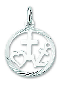 Silver pendant circle faith hope love