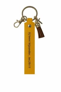 Kunstleren sleutelhanger Jij bent bijzonder Jer. 29:11