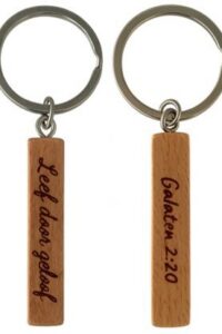 Sleutelhanger hout Leef door geloof Gal. 2:20